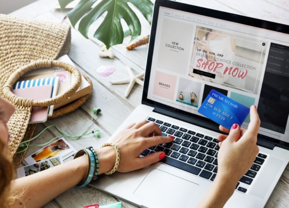Woman uses her account on an e-commerce website.