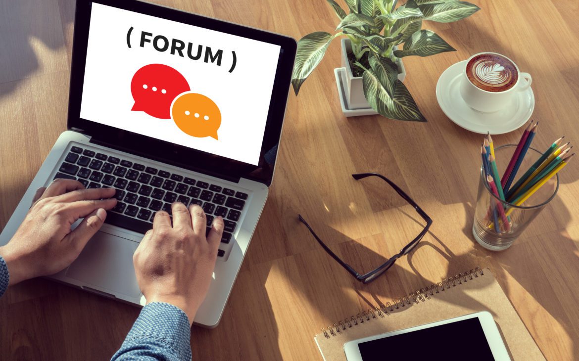 Person using a virtual event or forum