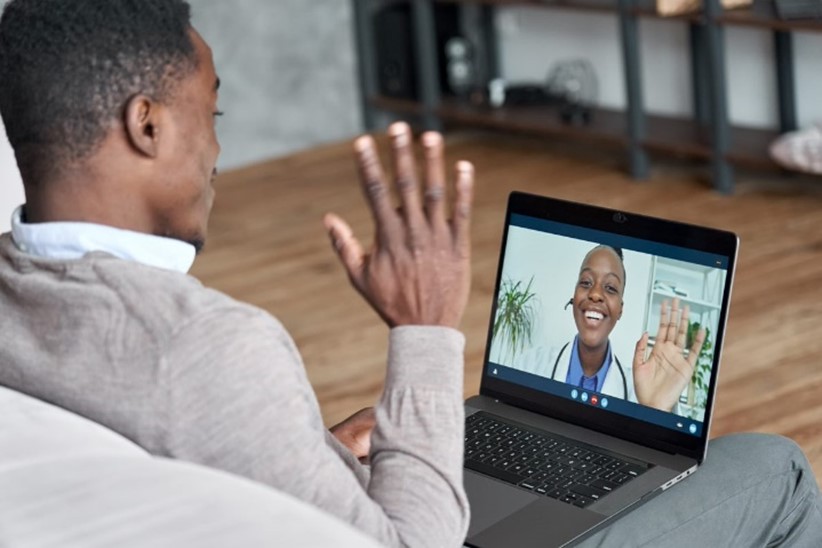 Person using telehealth for therapy