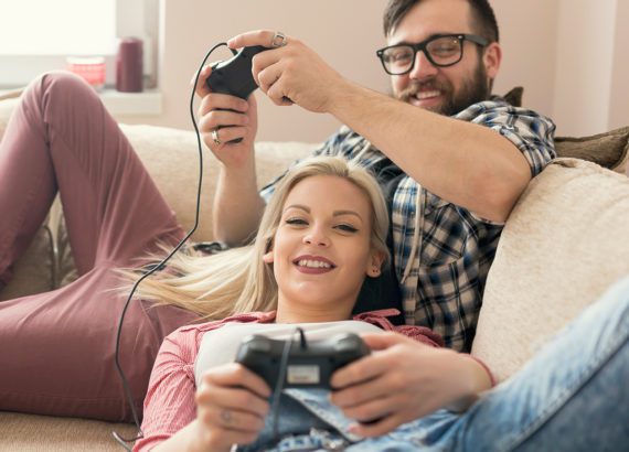 Couple playing video games