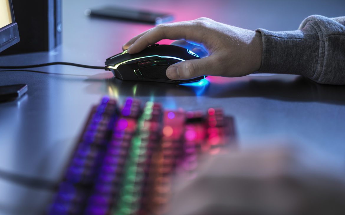 Internet for gaming with a cool light up keyboard and mouse.