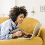 Woman learning online shopping safety