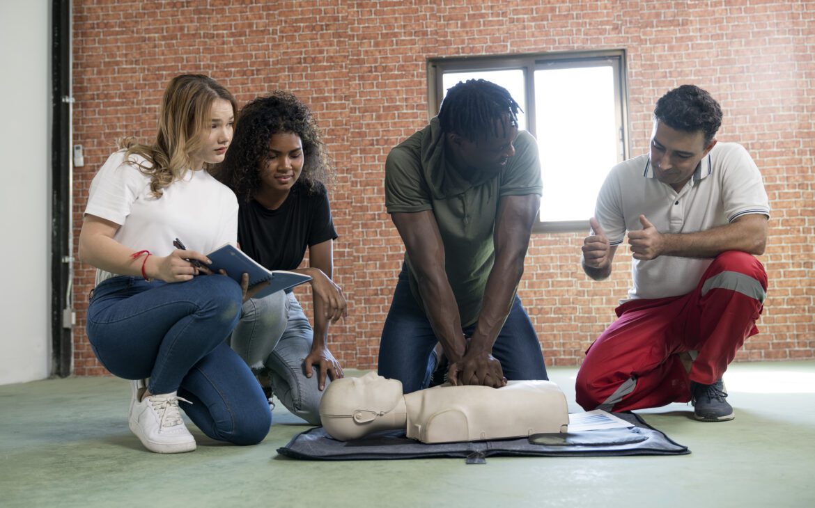 People taking a class on CPR
