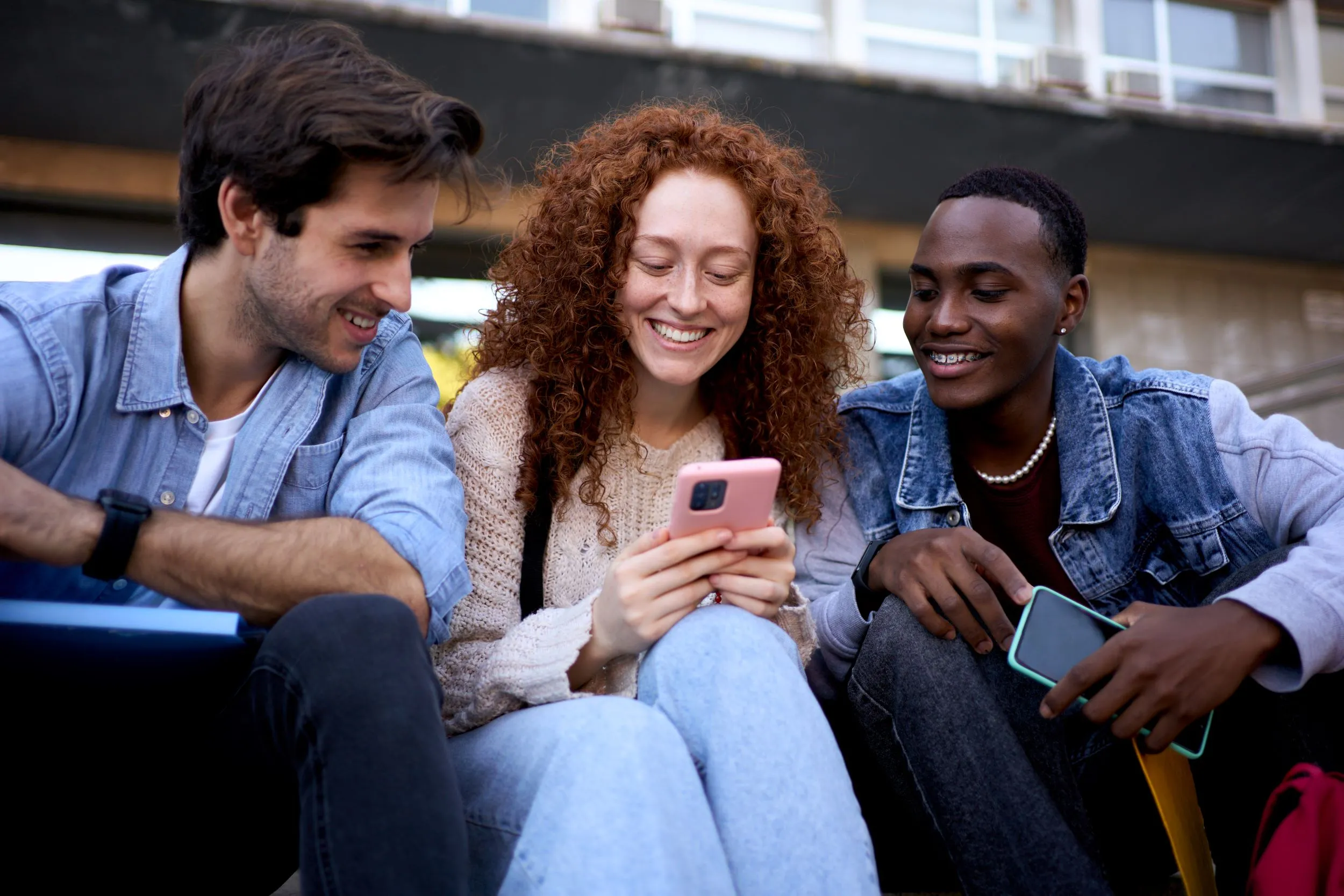 College students view social media on their phone