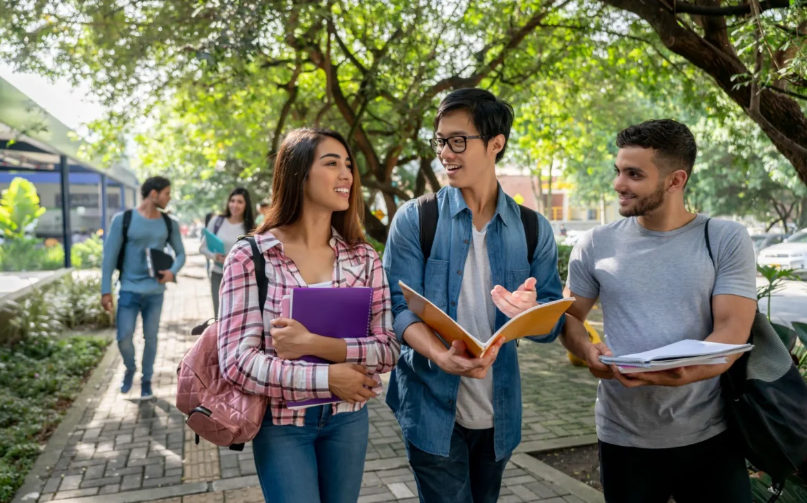 College Students Walking on Campus