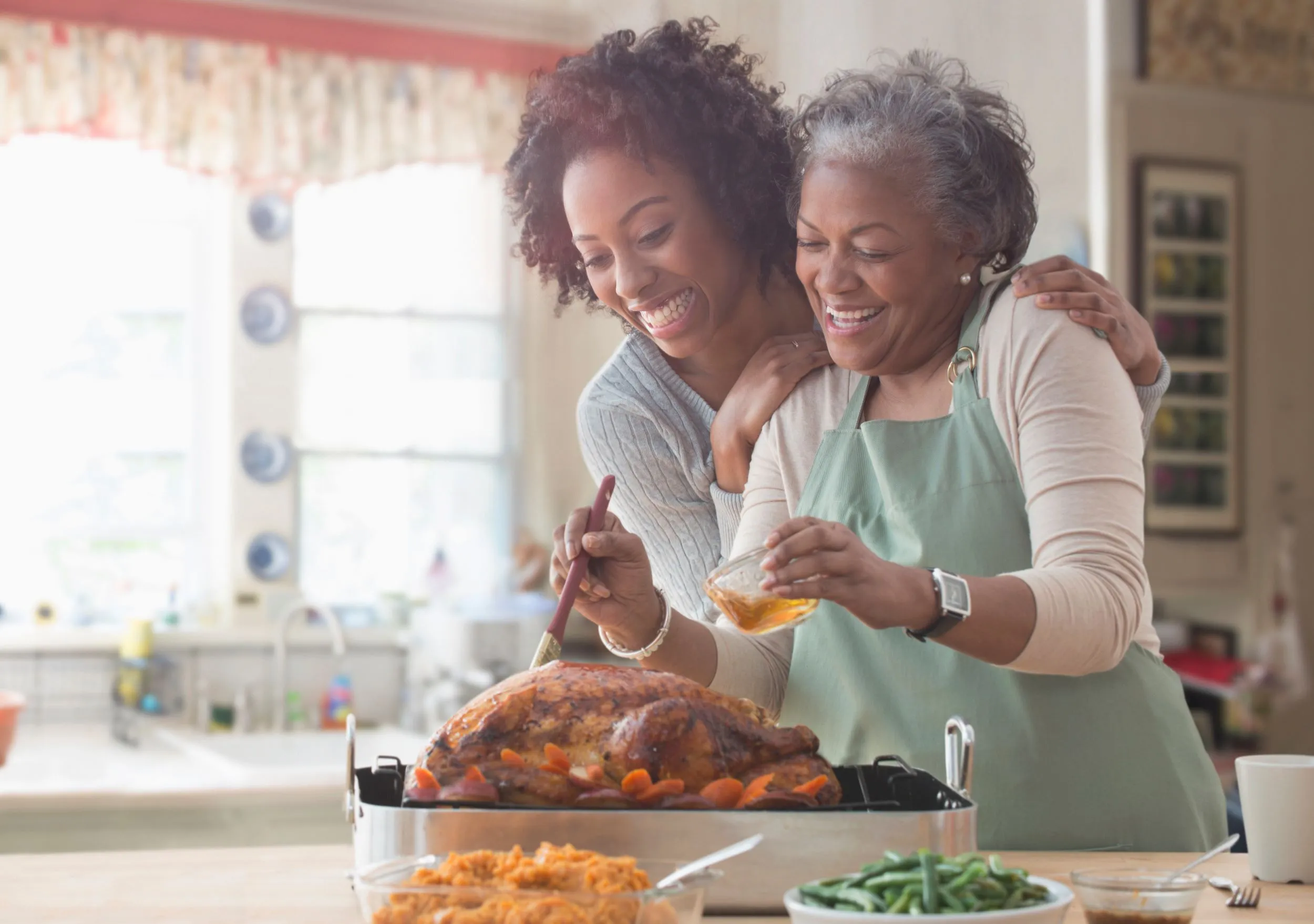 Family cooking Thanksgiving dinner