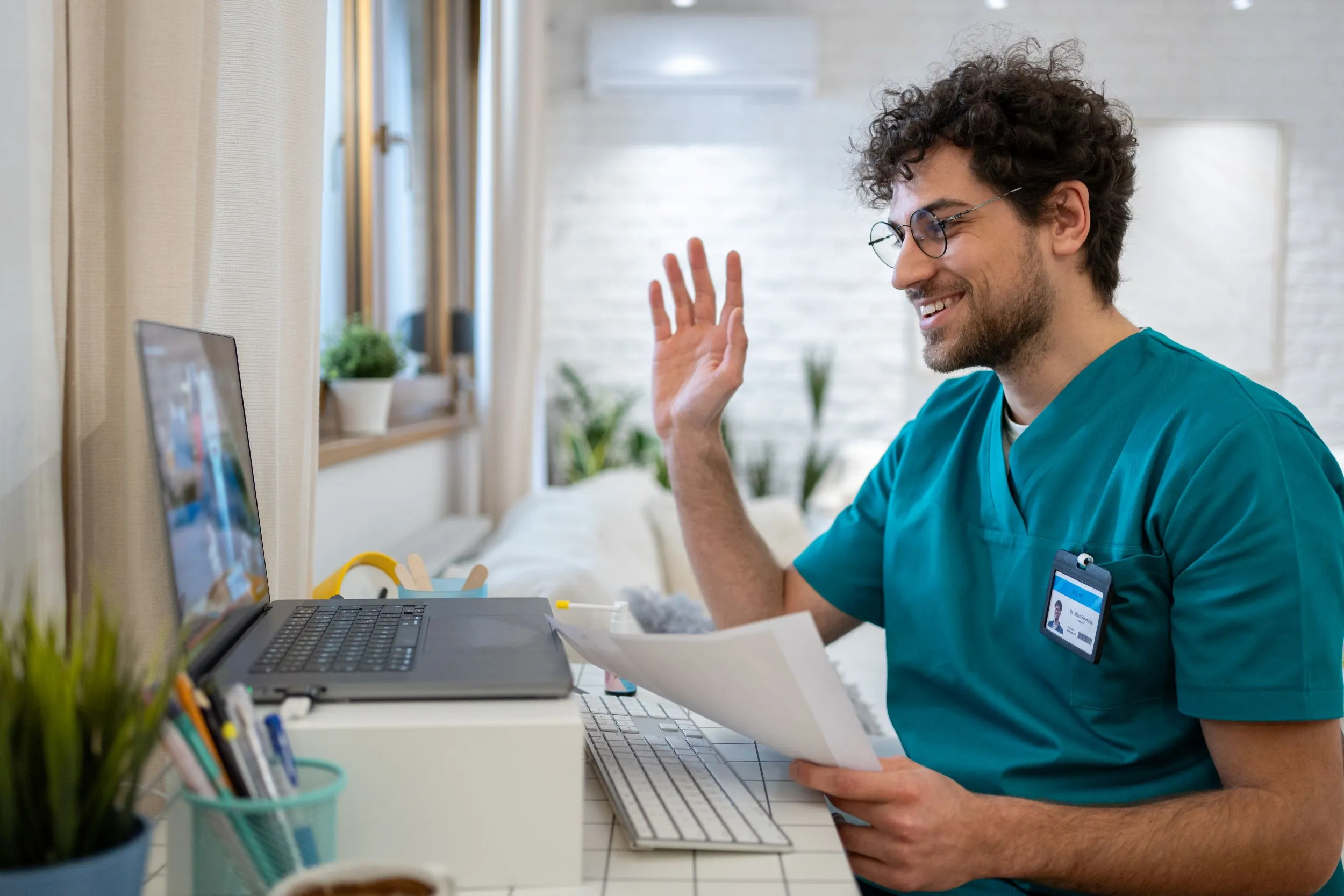 Doctor conducting a telehealth appointment