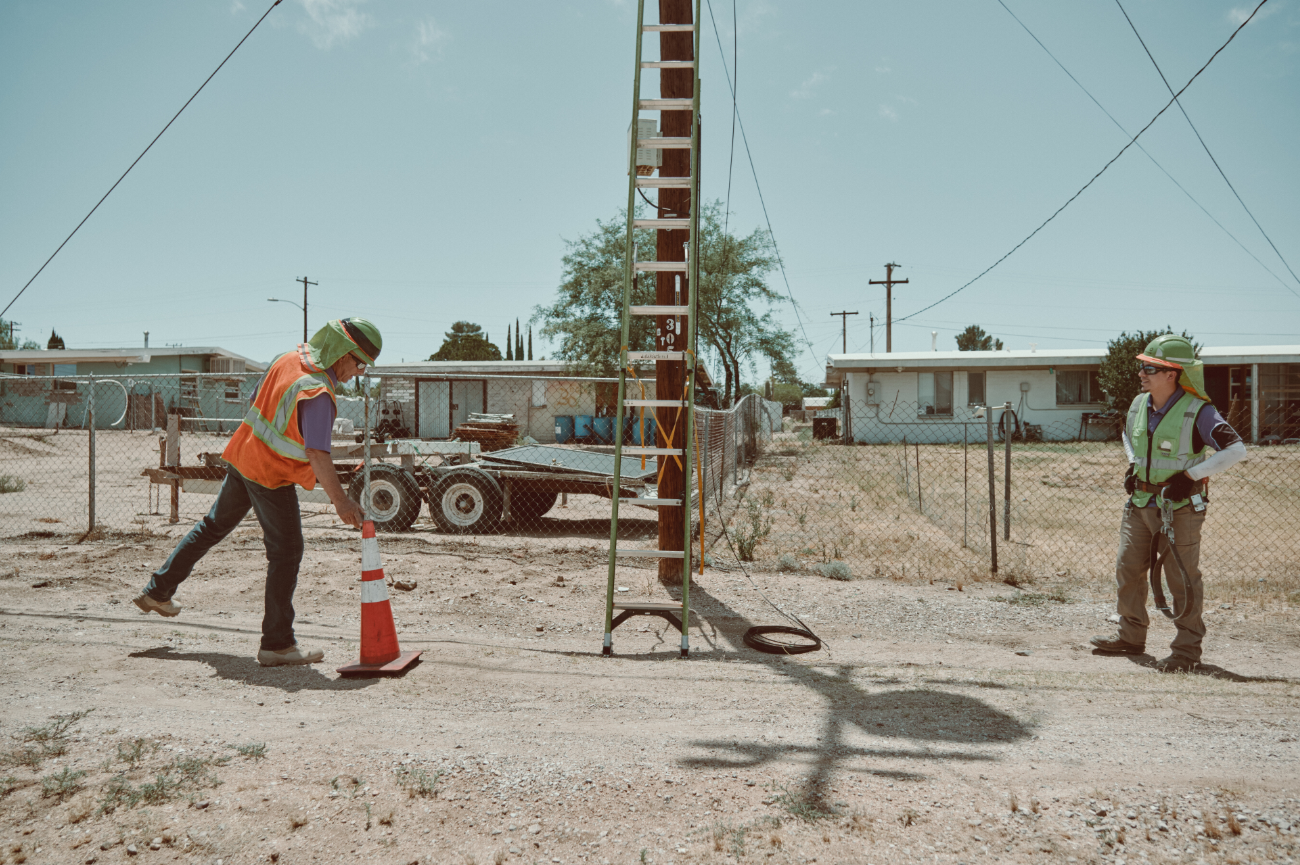 Technicians working on installing Fiber