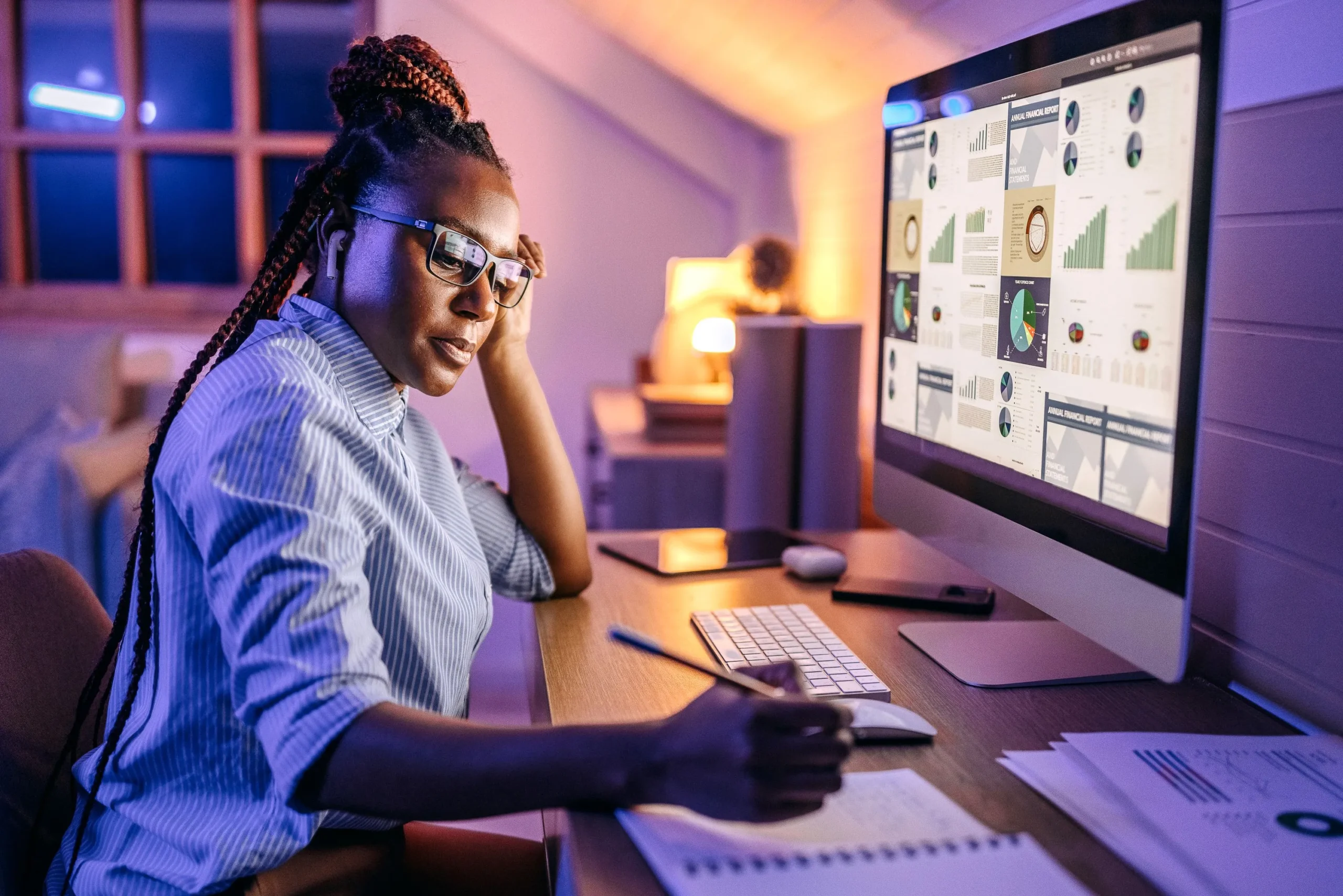 Work from home office lady at desk